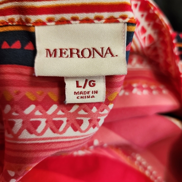 Red Merona geometric print dress size large - Picture 9 of 10